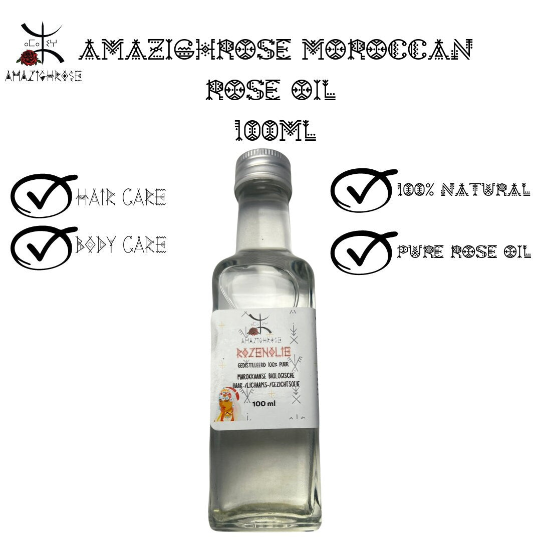 Amazighrose Berber Rose Oil Organic & Natural Oil for skin, hair care, body care - Amazighrose
