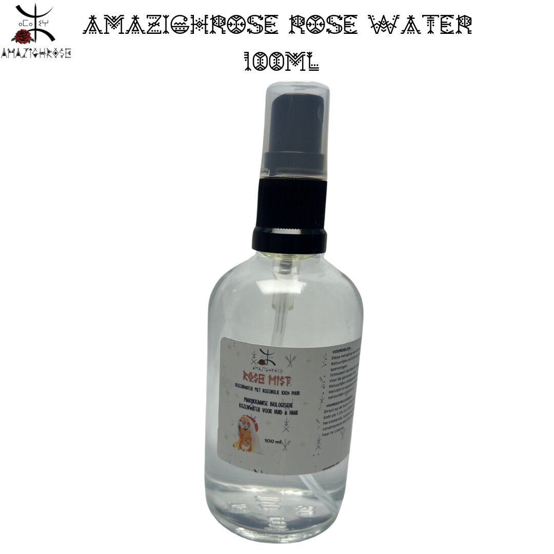 Amazighrose Moroccan Rosewater 100ML Spray, Organic Skincare, Natural Rose Water - Amazighrose