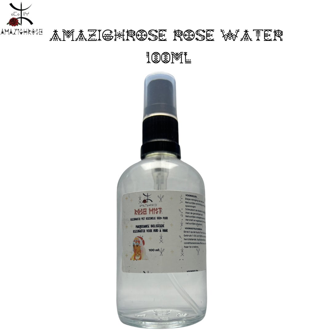 Amazighrose Moroccan Rosewater 100ML Spray, Organic Skincare, Natural Rose Water - Amazighrose