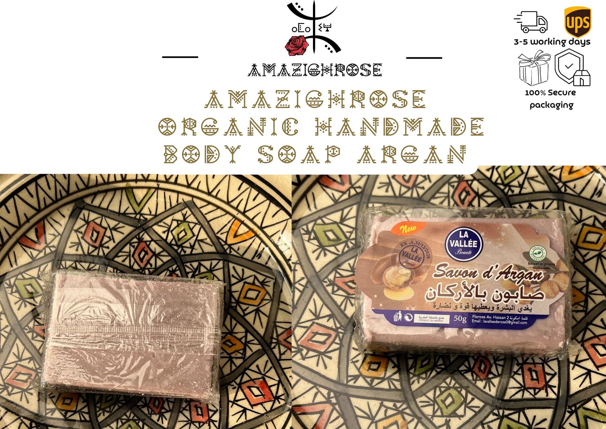 Luxurious Organic Body Soaps - Rose, Argan, Nila, Akker Fassi soap,Pomegranate & Indigo, Handmade with Natural Ingredients from Valley rose - Amazighrose