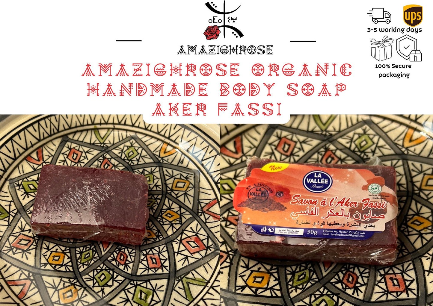 Luxurious Organic Body Soaps - Rose, Argan, Nila, Akker Fassi soap,Pomegranate & Indigo, Handmade with Natural Ingredients from Valley rose - Amazighrose