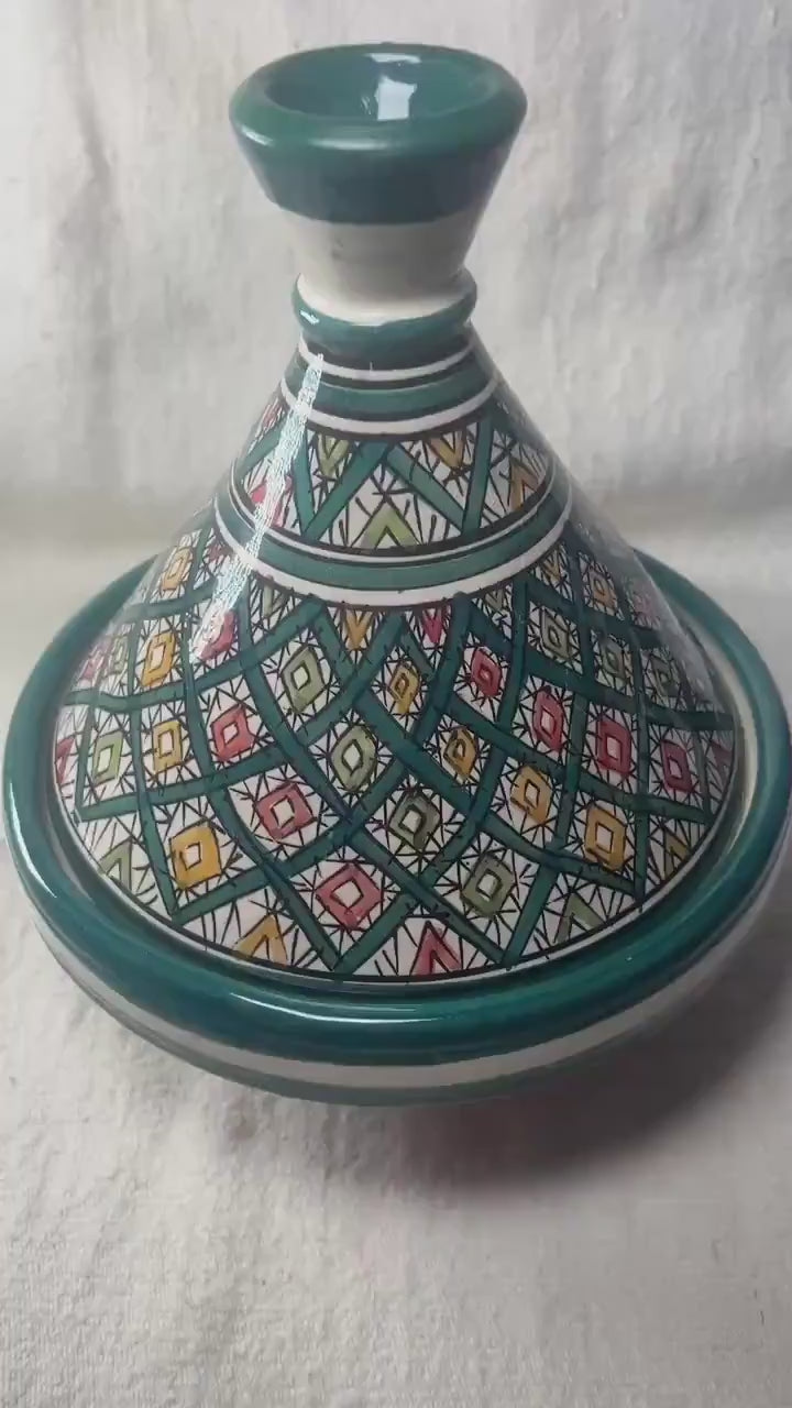 Moroccan handmade ceramic tagine serving table