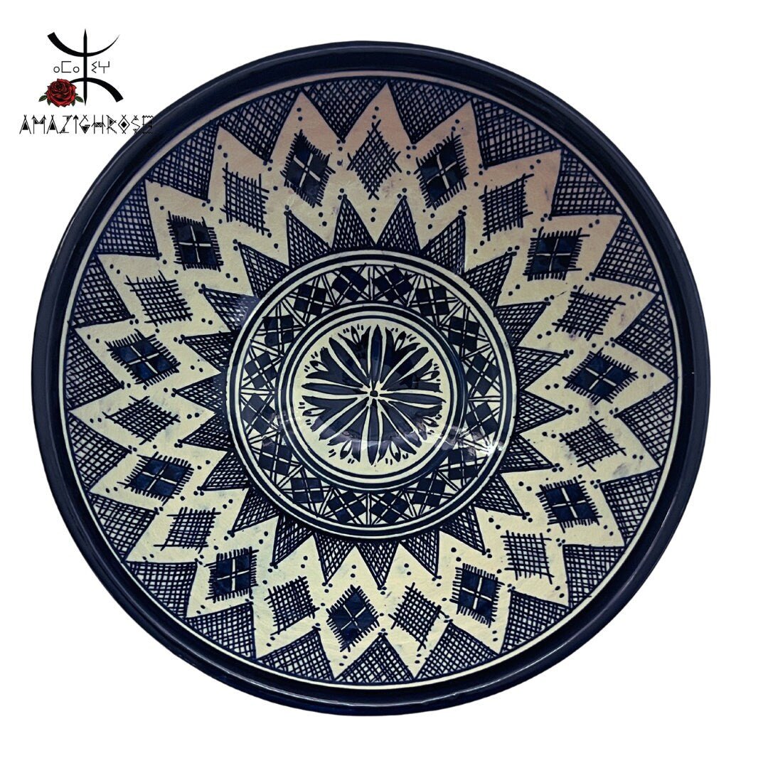 Moroccan Handmade Ceramic Plate 41cm *41cm*13cm with Bowl 25cm *25cm - Amazighrose