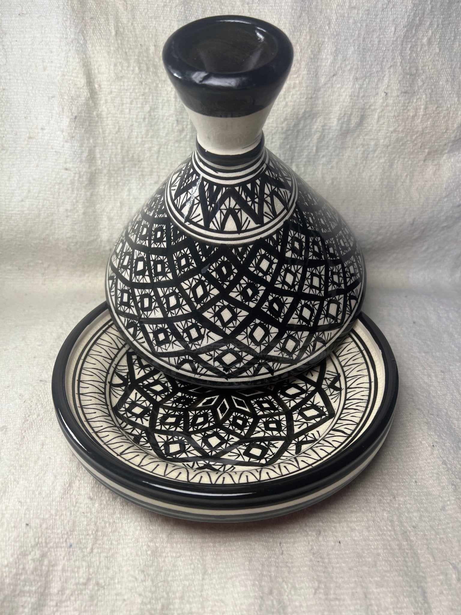 Moroccan handmade ceramic tagine serving table - Amazighrose