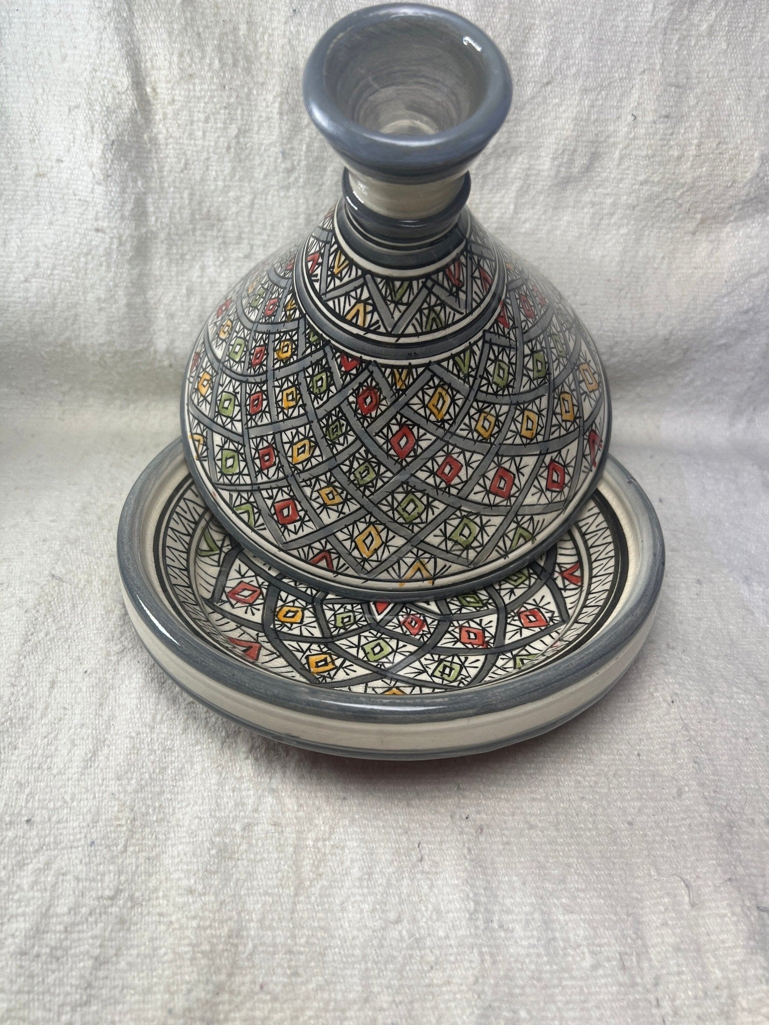 Moroccan handmade ceramic tagine serving table - Amazighrose