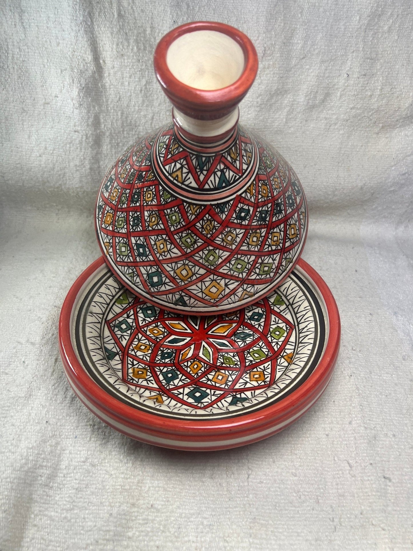 Moroccan handmade ceramic tagine serving table - Amazighrose